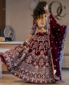 Bridal Lehenga Choli - Velvet Silver Thread And Siquence Embroidery Design -For Women. 