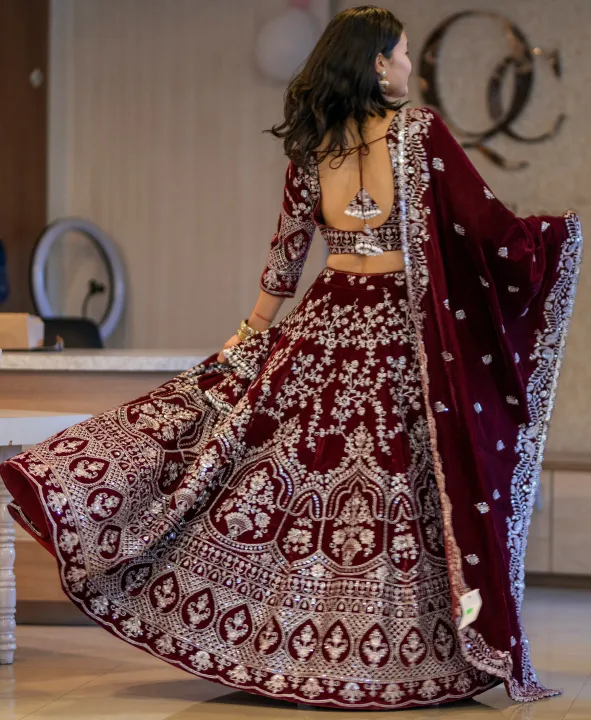 Bridal%20Lehenga%20Choli%20-%20Velvet%20Silver%20Thread%20And%20Siquence%20Embroidery%20Design%20-For%20Women%20-%20Image%207