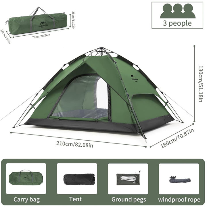Naturehike%203-4%20Person%20Pop%20Up%20Tent%20Outdoor%20Portable%20Camping%20Travelling%20Hiking%20Dual%20Purpose%20Automatic%20Tent%20-%20Image%204