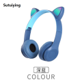 Sutuiying P47M Wireless Bluetooth Headset Gamer Cat LED Light Waterproof Noise Original Cancelling Earbuds Wireless Headphones Bluetooth Earphones. 