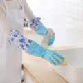 Fujiayou Reusable Rubber Latex PVC Flock Lined Long Sleeves Safety Hand Winter Cleaning  Warm Gloves - Skyblue. 