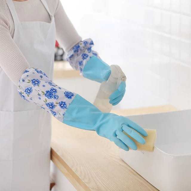 Fujiayou Reusable Rubber Latex PVC Flock Lined Long Sleeves Safety