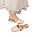 Fashion French Style Women's Half Slippers Lightweight Flat Bottom Women's Low Heels Slippers Soft Leather PVC Outsole Women's Shoes. 