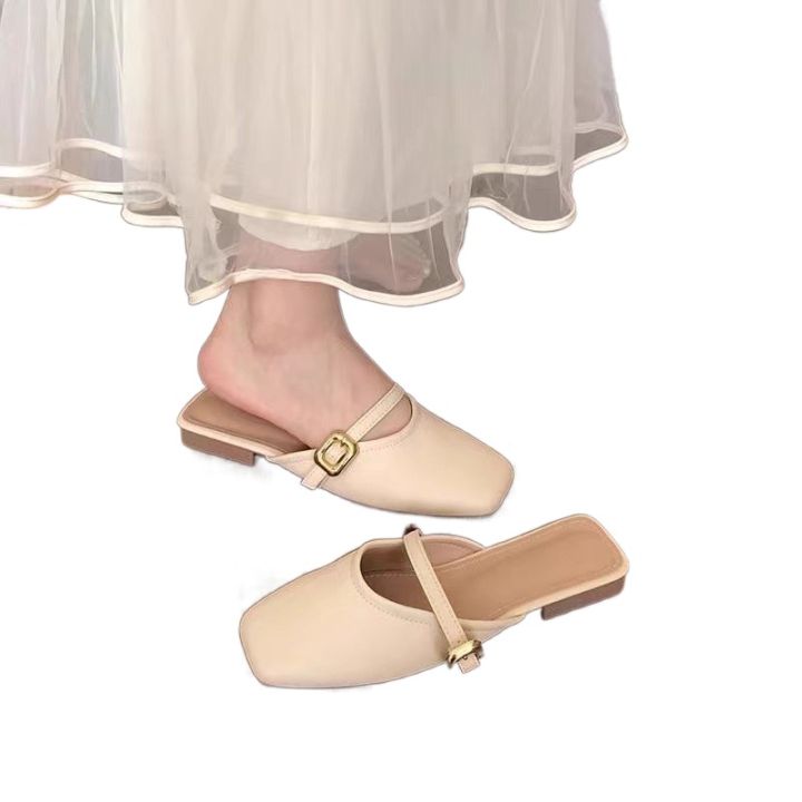 Fashion%20French%20Style%20Women's%20Half%20Slippers%20Lightweight%20Flat%20Bottom%20Women's%20Low%20Heels%20Slippers%20Soft%20Leather%20PVC%20Outsole%20Women's%20Shoes%20-%20Image%209