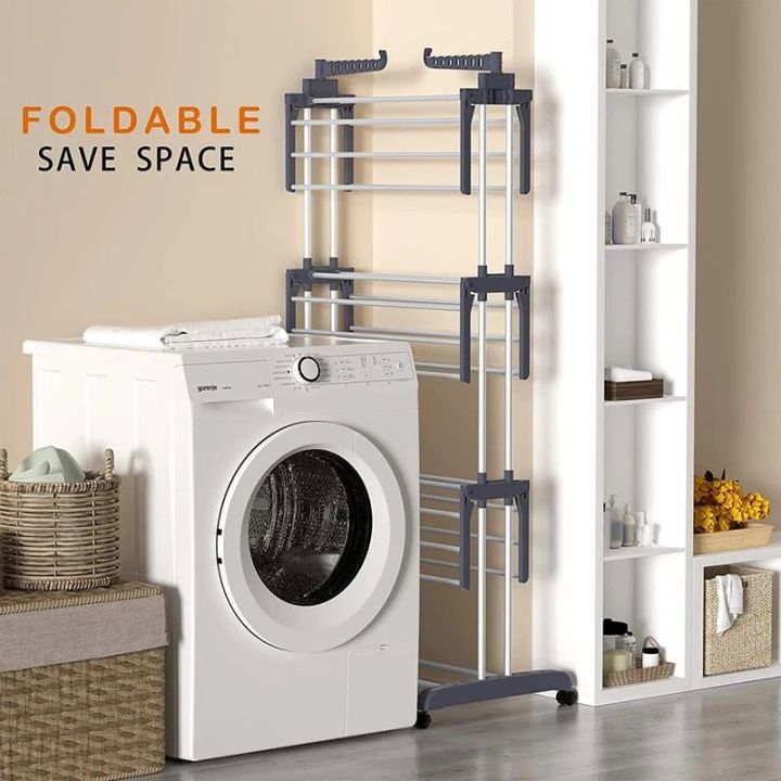 3%20Layer%20Cloth%20Drying%20Stand%20Hanger%20Organizer%20Shelf%20Space%20Saving%20Laundry%20Clothes%20Dryer%20With%20Breaking%20Wheels%20-%20Image%204