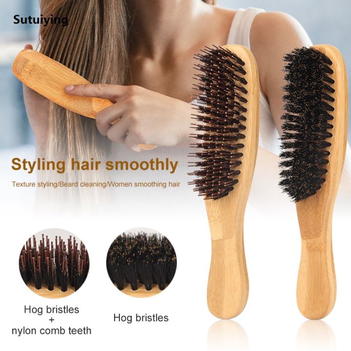 Sutuiying%20Bamboo%20Hair%20Brush%20Natural%20Boar%20Bristle%20Barber's%20Hairdressing%20DIY%20Styling%20Supplies%20Smoothing%20Detangle%20Comb%20for%20Wet%20Dry%20Hair%20-%20Image%204