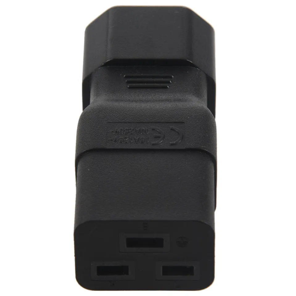 Vellcon IEC C13 To C20 AC Adapter - Beige/Gray, 15A 125V / 10A 250V, Converts C19 Cord To C13 Outlet