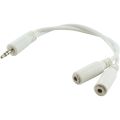 3.5mm Audio Jack Stereo Headphone Splitter Cable Adapter- White. 