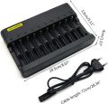 LED Display Smart Battery Charger - 10 Slots, AA/AAA NiMH Lithium Rechargeable Batteries. 