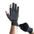 Men/ Unisex Sports Stretch Two Half Fingers Sun Protection Anti-Slip Fishing Gloves Driving Biking Mittens. 