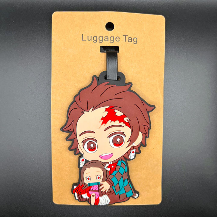 Demon Slayer Anime Tanjiro And Nezuko Design Premium Quality Big Size Luggage Tag Cute Tags Travel Essential Key Holder Schoolbag ID Tag