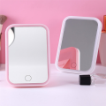 Portable Travel Make Up Lighted Desk Mirror USB Rechargeable Pink. 