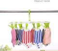 Folding Portable Laundry Hanger with 12 Clips Drying Rack for Socks&Lingerie Plastic Clothes Pins. 