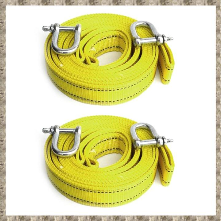 (GREH) 2pcs 5M/5T Car Electric Winch Rope Off-Road Vehicle Tow Rope with U-Shaped Hook Tow Strap for Cars Truck Trailer Suv