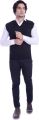 Solid V Neck Formal Navy Blue Half Sleeve Woolen Sweater For Men. 