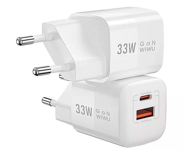 شاحن Wiwu السريع بمنفذي USB وType-C | شاحن Nano Gan للسفر | الطراز: Wi-U008 | 33 واط | أصلي 100% | Daraz.com.np