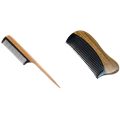 ZOROOM Natural Green Sandalwood Hair Comb(Green Sandalwood) & Fine Tooth Wooden Tail Comb - No Static Heart Wood Comb. 