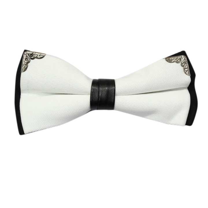 White Border Designed Neck Bow Tie For Men