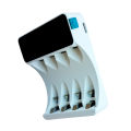 Goop C704Y4 Smart Intelligent Rechargeable Battery Charger for AA/AAA Ni-MH/Ni-Cd 4 Slots with LCD Display Shows Each Battery % & USB Type-C Charging. 