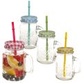 Mason Jar (Set of 2) with Lid and Reusable Straw. 