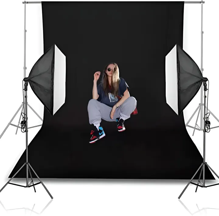 HIFFIN® (12ft x 8ft) Black Screen Background Cloth | Chroma Backdrop ...