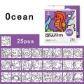 DIY Mini Cartoon Coloring Book Portable Note Coloring Watercolor Coloring Book 25Sheets Doodle Books Children's Art. 