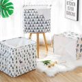 100L Capacity Cube Durable Quality Cotton Linen with PE Waterproof Coating Coating Laundry Basket Bag with Handles and Cover. 