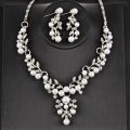 Gifts Accessories Flower Necklace  / Earrings Imitation  Engagement Bridal Wedding  Plated Jewelry Sets. 