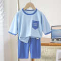 New Yaseller Homewear Seven-quarter Sleeve Set Boys Girls Pamas Summer Thin Medium Large Children Air Conditioning Clothes. 