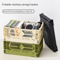Desktop Folding Storage Basket Sundries Toy Snack Student Desk Organizer Makeup Storage Box Stackable Storage Basket Easy to Use 5L -A. 