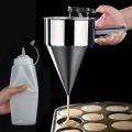 Batter Dispenser Pancake Batter Dispenser, Stainless Steel Stirring Batter Separator Funnels with Handle & Rack. 