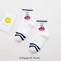 Pack Of 5 Pairs Korean Iconic Preppy White Spongebob Characters Socks For Women. 