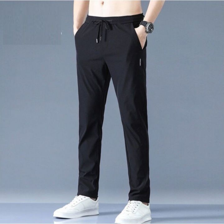 Summer%20Ice%20Silk%20Pants%20Men's%20Trousers%20Slim-fit%20Elastic%20Thin%20Korean%20Style%20Fashionable%20Japanese%20Style%20New%20Trendy%20Brand%20Casual%20Pants%20Cross-Border%20-%20Image%207