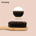 Sutuiying Styling hair brush, bristle brush, bamboo and wood handle, Portable suitable for both men and women, hair and beard styling. 