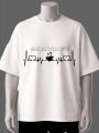 Heart Beats For Coffee" Heartbeat Graphic Printed Tshirt l Printed T shirts | Cream, Maroon, White. 