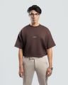 HUBA Unisex Brown Basic T-Shirt For Men and Women. 