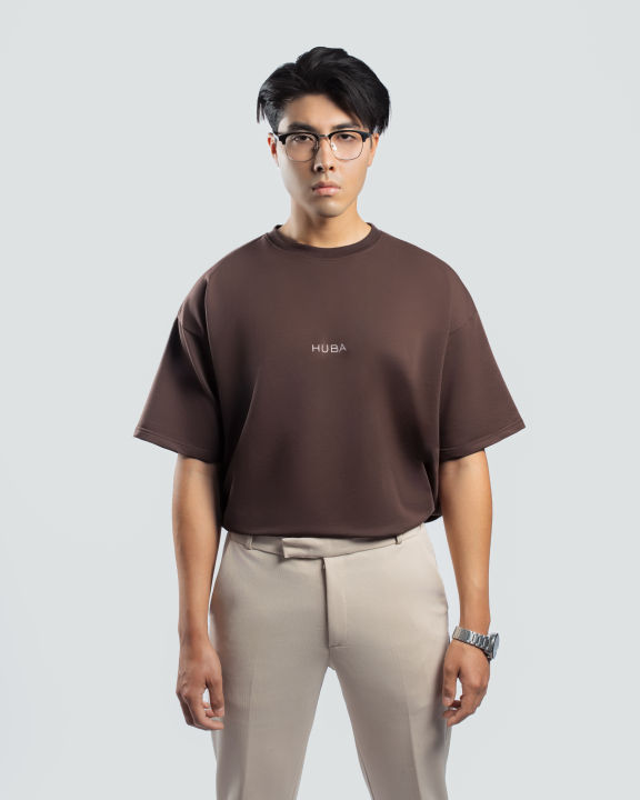 HUBA Unisex Brown Basic T-Shirt For Men and Women
