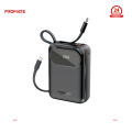 Promate POWERPOD-20,  Power Bank,Universal 20000mAh Ultra-Compact Portable Charger with Built-In 35W USB-C and 27W Lightning Cables,35W USB-C Power,22.5W,USB-A QC 3.0 Port for iPhone15,Galaxy S23. 