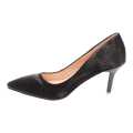 Black Pencil Heel Closed Shoes For Women. 