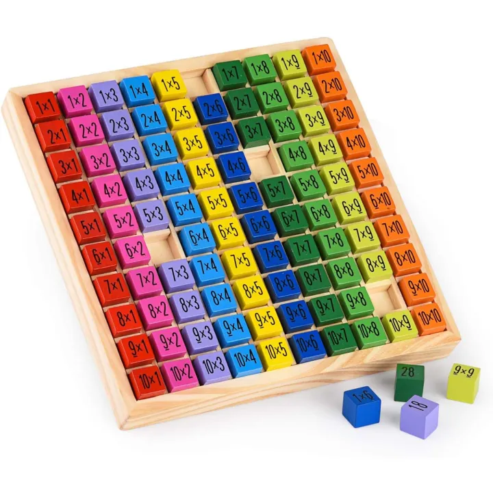 Wooden Multiplication Table 10 x 10 Montessori Math Tray Counting Board ...