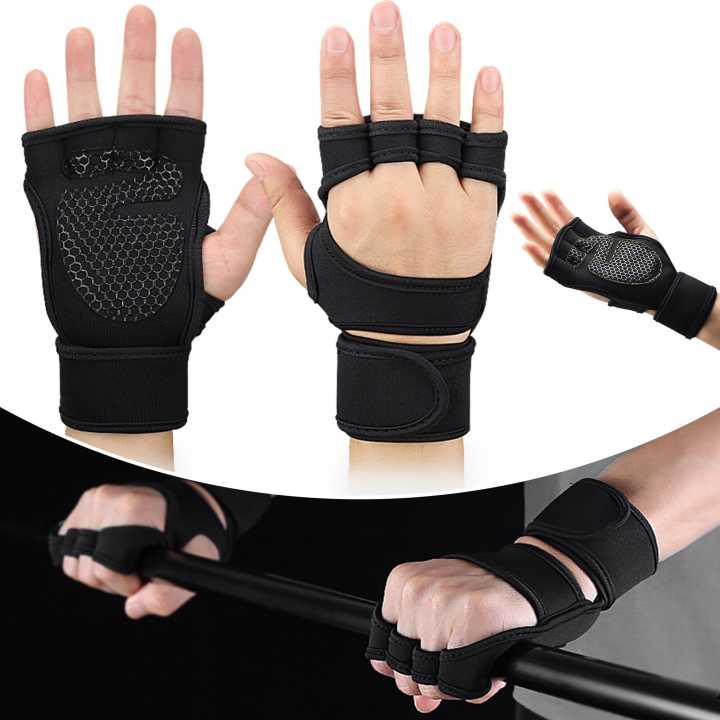 Workout Fitness Gym Sport Gloves With Wrist Support Grip Unisex