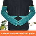 Anti-Bite Safety Gloves Ultra Long Leather Green Pets Grip Biting Protective Gloves. 