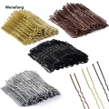 Wenefang 50 Pcs/Bag 5cm U Shaped Alloy Hairpins Waved Hair Clips Simple Original Metal Bobby Pins Barrettes Bridal Hairstyle Tool Hair Pins. 