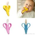 BPA-Free Baby Silicone Training Toothbrush - Banana Shape Teether Chew Toy for Safe Toddler Teething and Infant Chewing. 