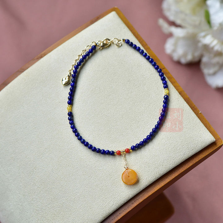 %E3%80%90New%20arrival%E3%80%91Natural%20lapis%20lazulestone%20anklet%20female%20temperament%20soft%20simple%20cute%20with%20beeswax%20south%20red%20pearl%2014k%20bag%20gold%20chain%20-%20Image%204