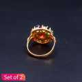 Gold Plated Fancy Panchratna Ring For Women Set Of 2. 