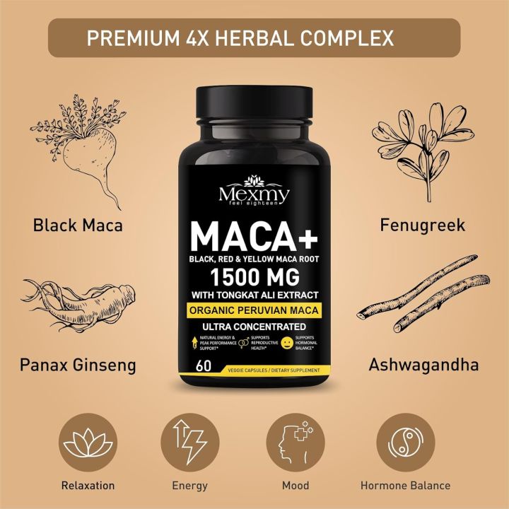 Mexmy%20Feel%20Eighteen%20MACA%20Capsule%201500mg%20with%20Black,%20Red,%20Yellow%20Maca%20&%20Tongkat%20Ali%20Extract%20%7C%20Boost%20Energy%20and%20Vitality%20Naturally%20%7C%2060%20Capsules%20-%20Image%206