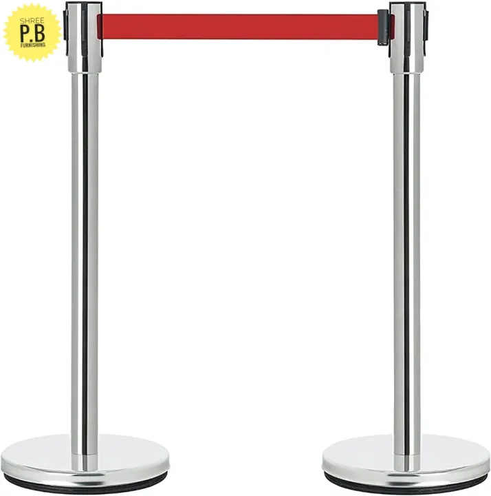 Stainless%20Steel%20Crowd%20Control%20&%20Queue%20Manager%20Stand%20Barriers%20with%206'ft%20Retractable%20Belts%20Set%20of%202%20(Red)%20-%20Image%203