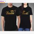 Binay Embroidery Buda Budi Printed 2 Pcs Combo Couple T-Shirt For Men &Women - Fashion | T-Shirts | Unisex | Upper Wear |. 