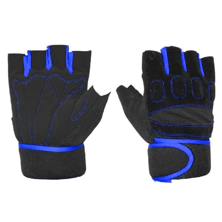 Blue Half Gym Gloves For Men (Color May Vary)